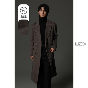 w2x100% full wool autumn and winter double-sided wool wool wool coat for men's mid-length over-knee high-end jacket