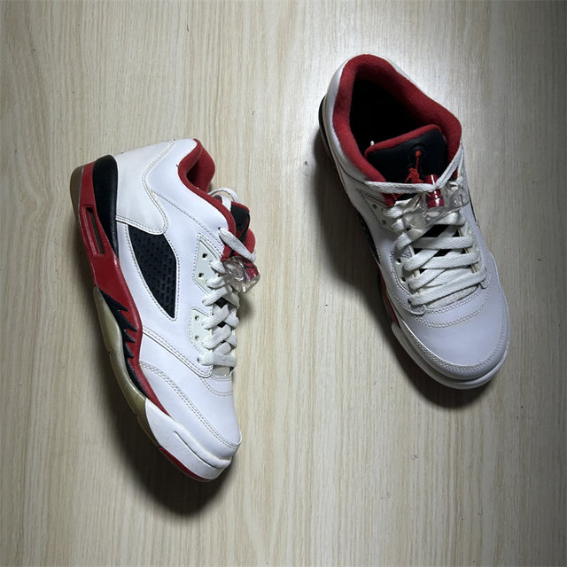 Air Jordan 5 AJ5 White Red Rukawa Maple Flame Red Low-top Retro Basketball Shoes 314338-101