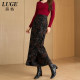 2024 new printed hair wool woolen skirt autumn and winter one -piece wrap skirt winter long mother dress straight skirt
