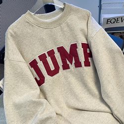 American-Style Crew Neck Fleece Sweatshirt for Men, Autumn and Winter 2025 New Loose-Fitting Couple's Thickened Hoodless Top for Men