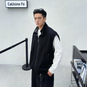 
Men's stand-up collar zipper vest, versatile, handsome, casual and trendy vest jacket, 2026 autumn new fashion