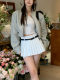 Suit pleated skirt female summer skirt high waist A -line is thin and small, high -level high -level American retro super skirt