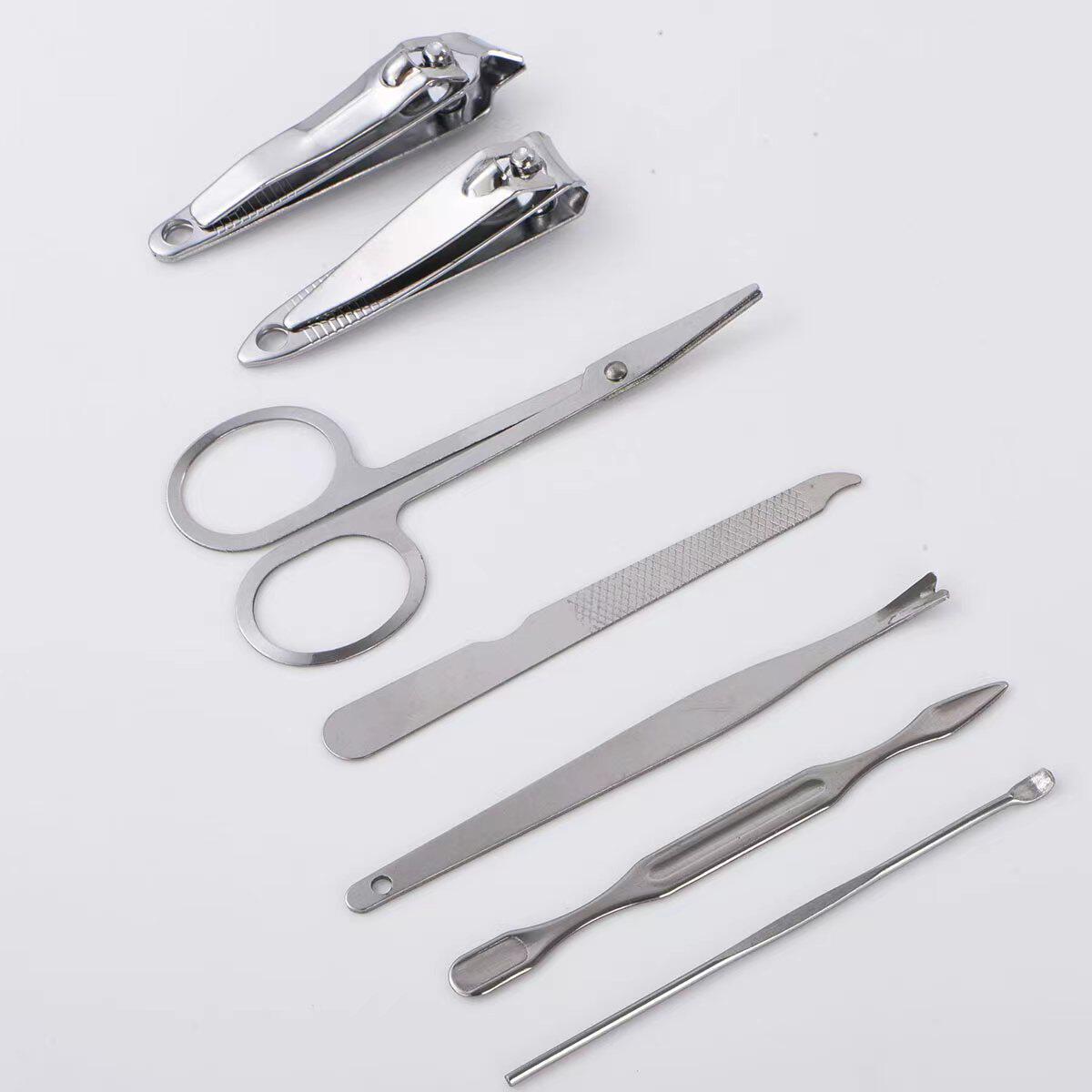 인쇄 가능한 로고 손톱깎이 세트 손톱 가위 손톱깎이 휴대용 7피스 매니큐어 도구 세트 홈-