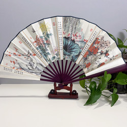 10inch Spring, Summer, Autumn, Winter Folding Fan, Double-Sided Silk Cloth Fan, Chinese Style Cultural and Creative Fan, Scenic Area Fan, Advertising Fan, Free Shipping