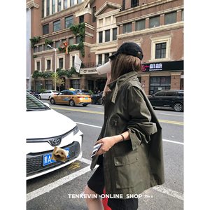 Eleven stones London autumn! Medium-length work clothes trench coat for women for women for autumn loose stand collar long sleeve jacket ll