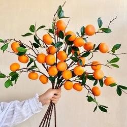 Good Luck and Prosperity Artificial Flowers Orange Fruit Ornaments Fake Flower Arrangement Living Room Dining Table Floral Art Soft Decoration Ornaments