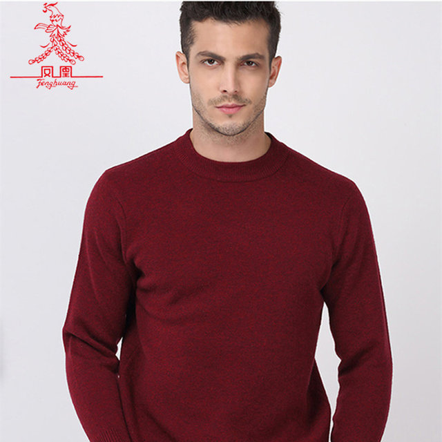 Phoenix wool sweater men's round neck thickened 100% pure wool sweater ...