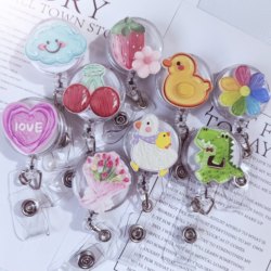 ins Cute Retractable Easy-Pull Buckle Retractable Buckle Nurse Doctor Name Badge Holder Work Id Card Holder Student