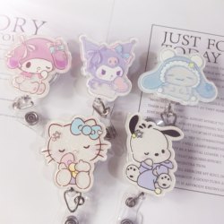 Cute Cat Nurse Badge Retractable Clip Doctor Id Badge Easy-Pull Clip Card Holder Student Retractable Easy-Pull Clip