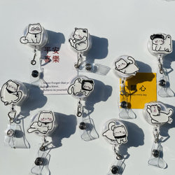 New Creative Cartoon Nurse Badge Holder Retractable Easy-Pull Buckle Student Id Badge Cute Card Holder