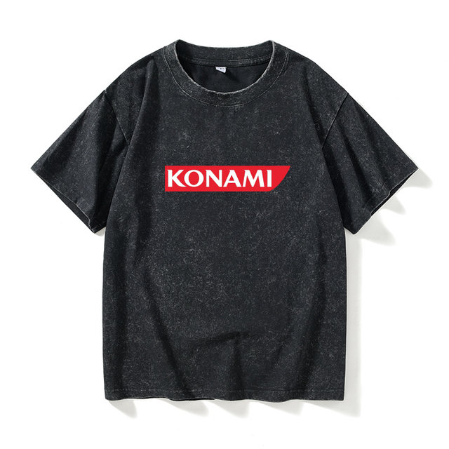 KONAMI logo T -shirt short -sleeved tide clothes female male round neck large size loose summer couple clothes on cotton