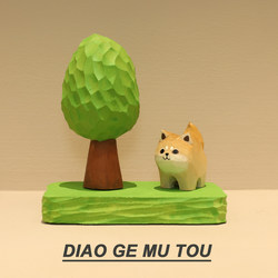 Summer and Autumn! Handmade Wooden Carving Small Tree Desktop Art Ornament Creative Decoration Healing Gift