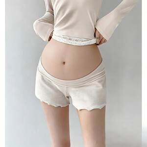 
Maternity shorts, summer unsupported abdominal belt, fungus hem three-quarter pants, folding high-waisted leggings, thin safety pants