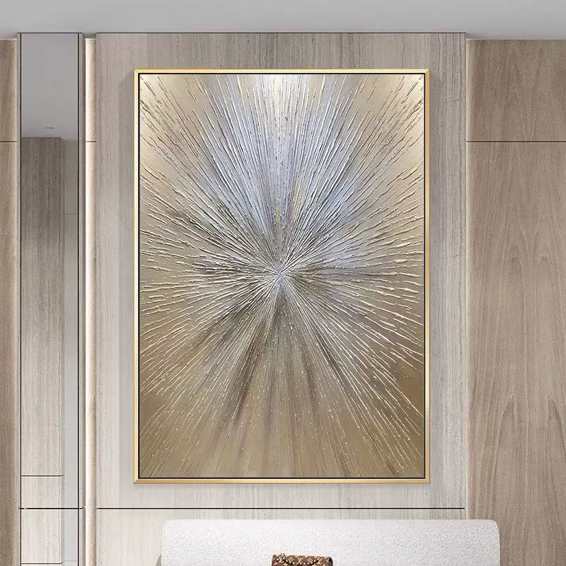 抽象油彩画 大芬村纯手绘油画抽象金箔黄金发财树客厅装饰画玄关走廊