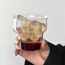 Niche ins Style Coffee Shop Transparent Glass Simple Water Cup Iced Latte Americano Coffee Cup Beverage Cup Cold Drink Cup
