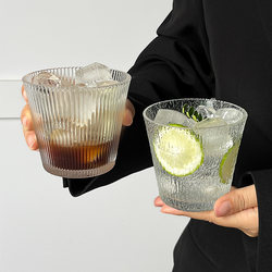 Japanese Retro Simple Striped Glass Cup ins Tea Cup Juice Cup Coffee Cup Drinking Cup Milk Cup Wine Cup