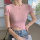 T-shirt women's short-sleeved summer 2025 tight layered women's dress and look slim solid color thread short T-shirt top