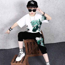 Boys' Summer Outfit 2026 New Style, Baby Boy Pure Cotton Capri Pants Short-Sleeve T-Shirt Casual Children's Clothing Trendy and Cool