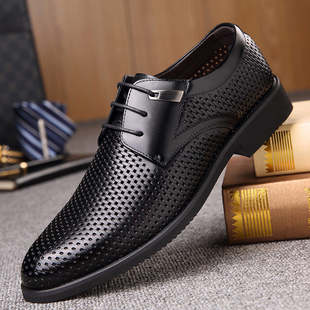 High-end quality summer cowhide hollow leather shoes for men ...