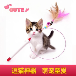 New Cat Teaser Wand Toy with Colorful Feathers, Bell, and Hanging Rope, Not Easy to Break, Self-Entertainment Tool for Cats