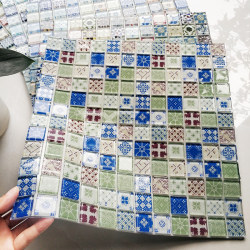 Self-Adhesive Glass Mosaic Tile Bathroom Kitchen Decoration Trendy Chain Store Personalized Restaurant Bar Counter Storefront Wall Stickers