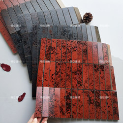 Retro Distressed Red Long Strip Ceramic Mosaic Tiles for Guesthouse Garden Terrace Bathroom Wall and Floor Tiles Hotel Cafe