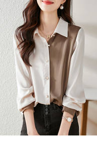 2025 women's new chiffon shirt shirt women's large retro Hong Kong style casual top loose women's long-sleeved shirt women