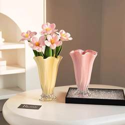 Middle Fenton vase ornaments candy color living room flower arrangement light luxury high-end sense flowers hydroponic dining table decoration
