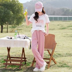 Girls' Summer Short-Sleeved T-Shirt Pure Cotton 2026 New Style Kidsren's Girls' Fashionable Clothes 9-Year-Old Kidsren's Clothing Summer Suit