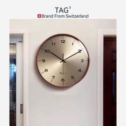 Swiss Tagh Wall Clock, High-End Minimalist Living Room 2025 New Model, Radio-Controlled Clock, Wall-Mounted, Light Luxury, No Drilling Required