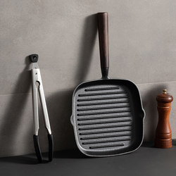 Onlycook Uncoated Cast Iron Skillet Steak Pan Special Set for Frying Steak Flat-Bottomed Pan Household Steak Frying Pan