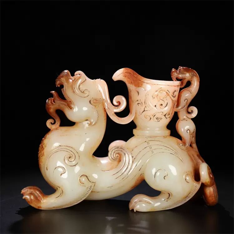 ◇旧蔵◇古美術 中国古玩 漢代 高古玉 和田玉彫り獸