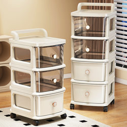 Snack Storage Rack, Floor-Standing Movable Trolley, Household Drawer-Type Storage Cabinet, Layered Living Room Toy Storage Cabinet