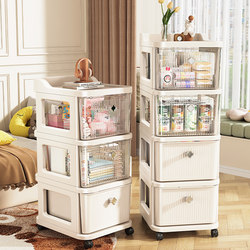 Snack Storage Rack, Floor-Standing Movable Trolley, Household Drawer-Type Storage Cabinet, Multi-Layer Living Room Toy Storage Cabinet