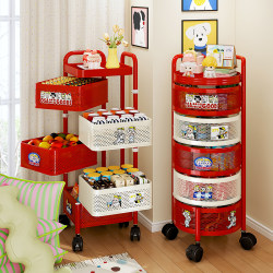 Flinns Dopamine Trolley Snack Storage Rack Mobile Floor-Standing Home Living Room Kitchen Multi-Layer Storage Shelf