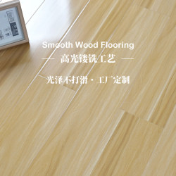 Factory Direct Sales Reinforced Composite Wood Floor Imitation Solid Wood Household Glossy Log Gray Bedroom Waterproof and Wear-Resistant 