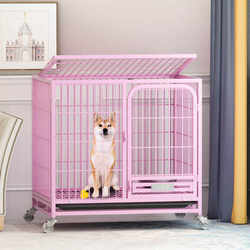 Dog Cage for Small and Medium-Sized Dogs, Square Tube Dog Cage with Toilet, Indoor Household Use, Shiba Inu, Samoyed, Teddy, Corgi Pet Supplies