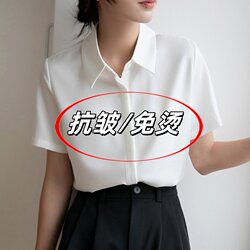 2026 Summer New White Shirt for Women, Short Sleeve, Hidden Button Top, Teacher Interview Shirt, Wrinkle-Resistant and Easy to Care for