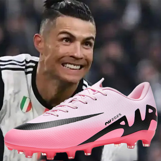 C Luo Assassin football shoes long nails AG white male and female children, boys, teen, teen, poison bee show pink
