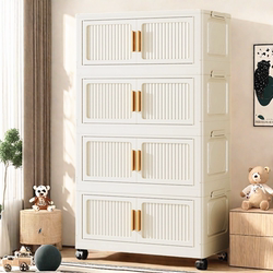 Installation-Free Storage Cabinet Folding Household Snack Multi-Layer Storage Cabinet Children's Wardrobe Clothes Toys Floor-Standing Storage Cabinet