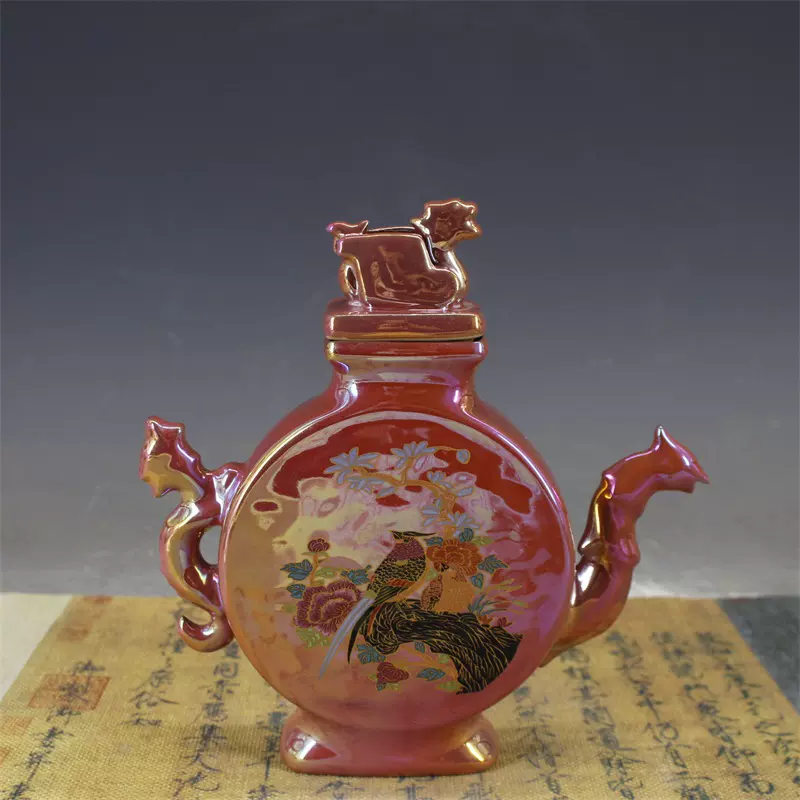 宋汝窯月牙白釉提梁壺急須工芸品美術品置物宋汝窯月牙白釉提梁壺急須