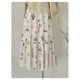 Korean sweet flower a-line elastic waist pleated skirt for women in summer new small sweet midi skirt
