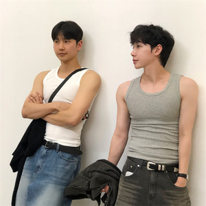 
Korean men's clothing purchasing live broadcast URBAN solid color textured stretch cotton slim bottoming summer sports and leisure vest