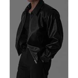 
MRDONG Korean purchasing agent men's retro motorcycle leather double zipper profile short leather casual jacket light luxury