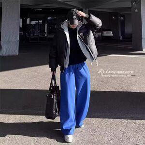 
0304 Low price promotion original 180 three-section terry thickened elastic waist wide legs high-quality sweatpants autumn and winter casual