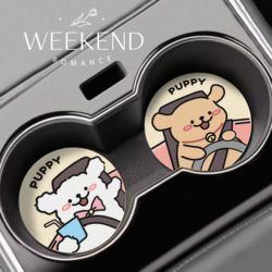 Cartoon Non-Slip Car Cup Holder Mat, Leather Storage Tray Mat, Car Interior Decoration Accessories