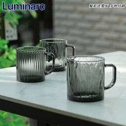Lemeiya Tempered Glass Cup, Heat-Resistant Water Cup, Mist Gray Glacier Stripe Handle Cup, Hot Drink Cup, Personalized Water Cup