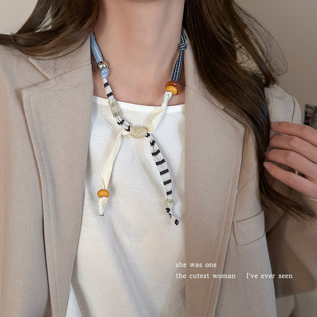 Interesting fabric splicing necklace, high-end light luxury niche sweater chain, halter neck accessories, neck chain, women's clavicle chain