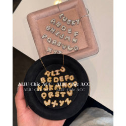 Aliu｜Your Name~ Niche Design Sparkling Diamond Letter Pendant Necklace for Women, Light Luxury DIY Clavicle Chain