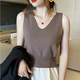 Suit bottoming shirt Female in the summer ice, ice silk V -neck vest top, France -style unique small camisole sweater, wearing
